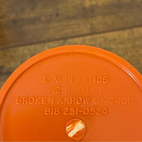 Vintage 70s DM Plastics Orange Creamer & Sugar Milk Can Containers Floral Design - Picture 6 of 6